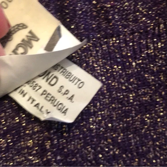 MCM Purple and Gold Sparkle Women's Cardigan US size 6 Made in Italy Wool Blend - Picture 12 of 16